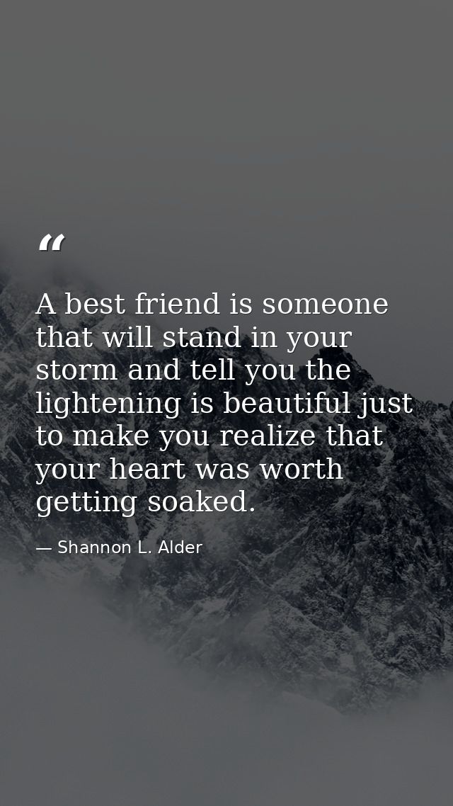 A best friend is someone that will stand in your storm and tell you the lightening is beautiful just to make you realize — Shannon L. Alder