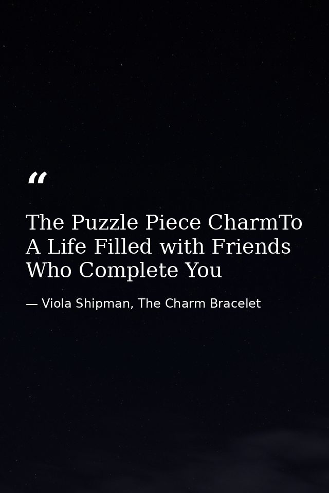 The Puzzle Piece CharmTo A Life Filled with Friends Who Complete You — Viola Shipman, The Charm Bracelet