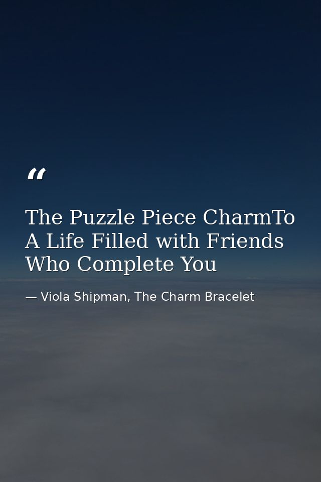 The Puzzle Piece CharmTo A Life Filled with Friends Who Complete You — Viola Shipman, The Charm Bracelet