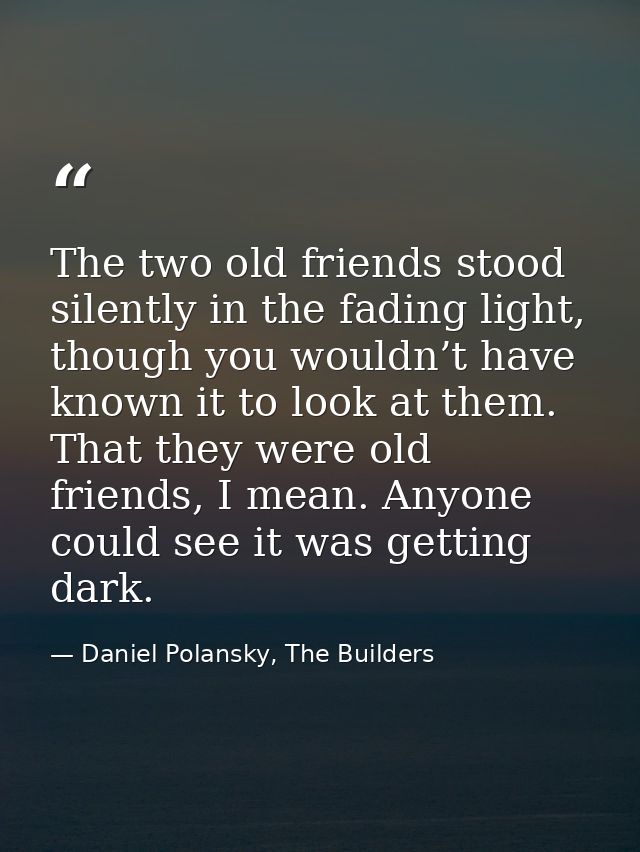 The two old friends stood silently in the fading light, though you wouldn’t have known it to look at them. That they wer — Daniel Polansky, The Builders