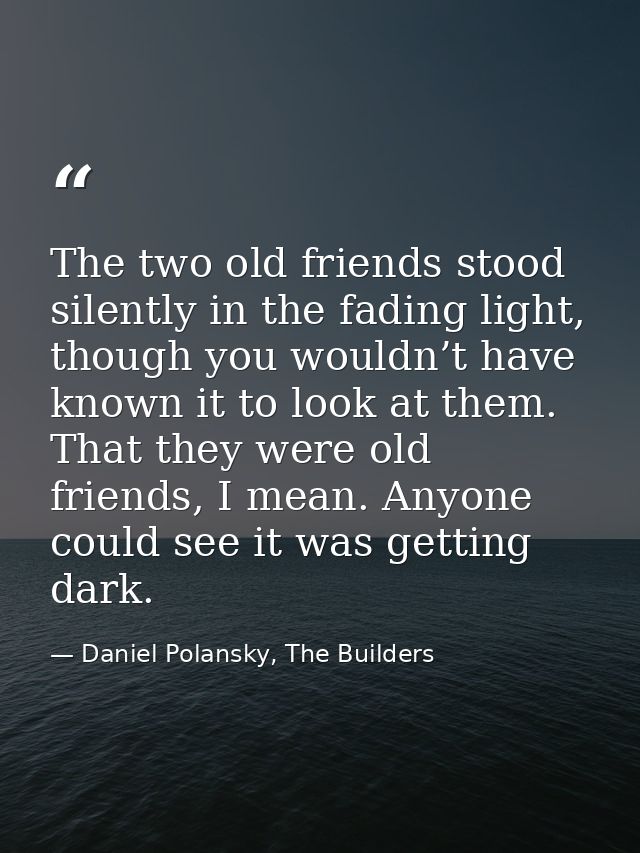 The two old friends stood silently in the fading light, though you wouldn’t have known it to look at them. That they wer — Daniel Polansky, The Builders