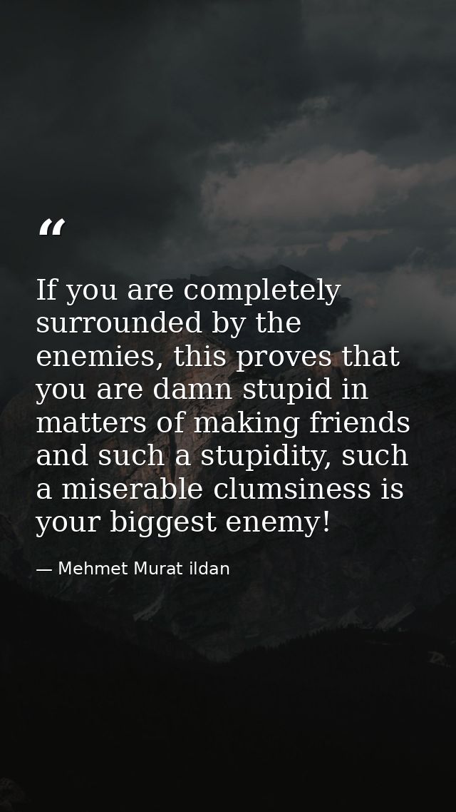 If you are completely surrounded by the enemies, this proves that you are damn stupid in matters of making friends and s — Mehmet Murat ildan