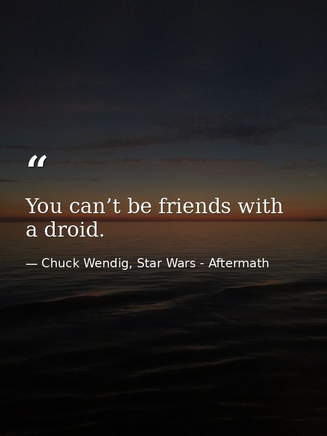 You can’t be friends with a droid. — Chuck Wendig, Star Wars - Aftermath
