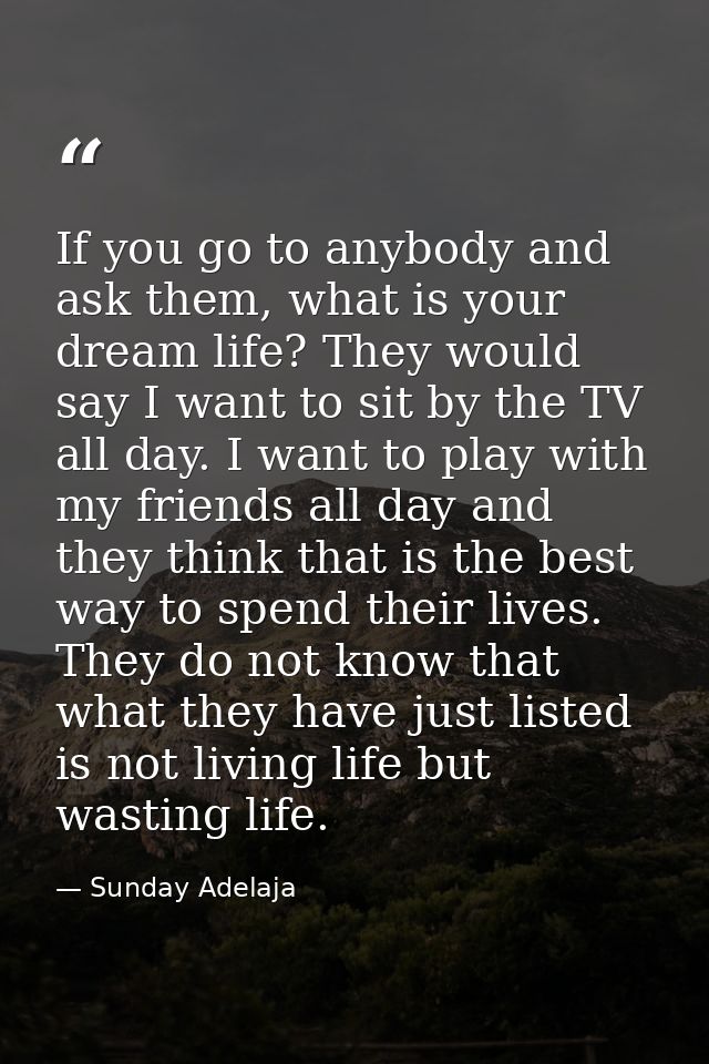 If you go to anybody and ask them, what is your dream life? They would say I want to sit by the TV all day. I want to pl — Sunday Adelaja