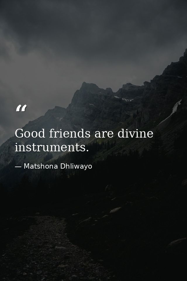 Good friends are divine instruments. — Matshona Dhliwayo