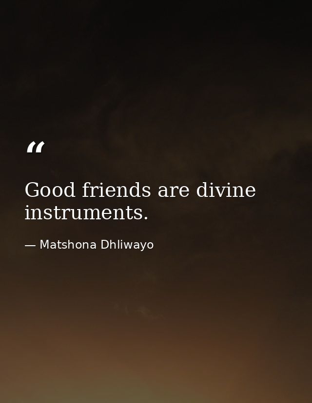 Good friends are divine instruments. — Matshona Dhliwayo
