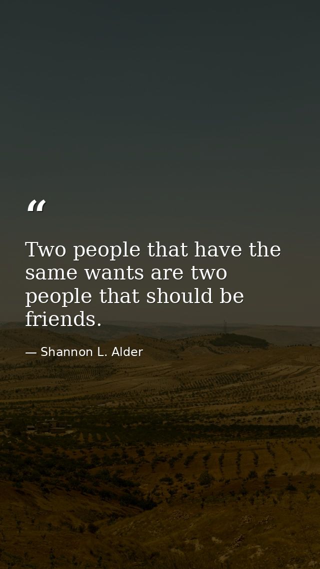 Two people that have the same wants are two people that should be friends. — Shannon L. Alder