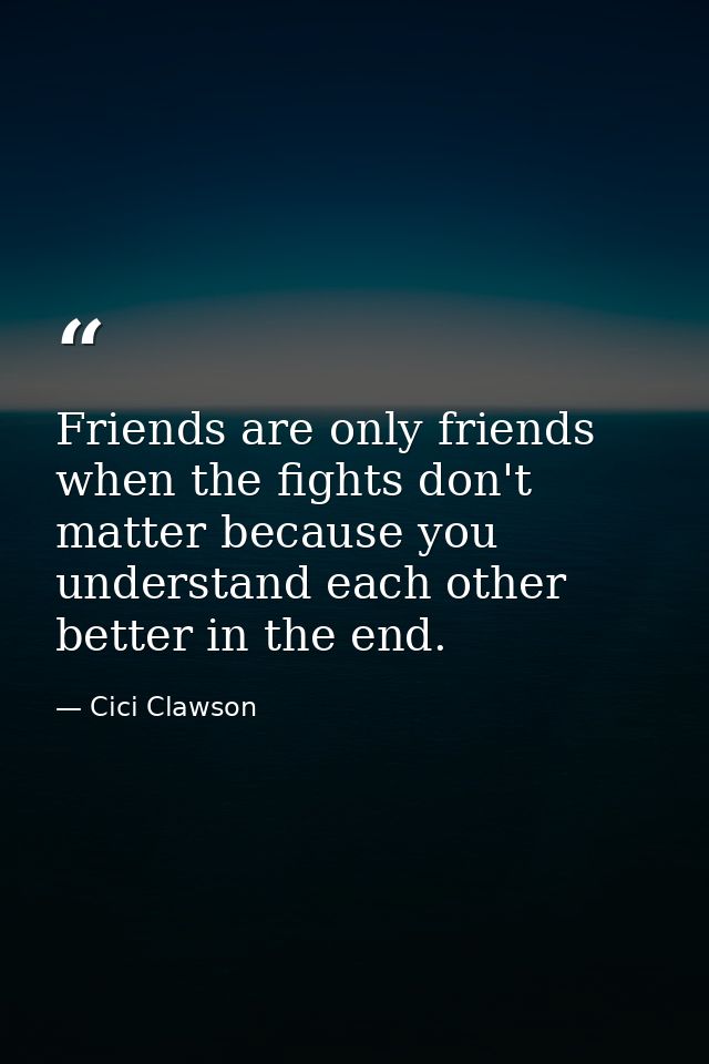 Friends are only friends when the fights don't matter because you understand each other better in the end. — Cici Clawson