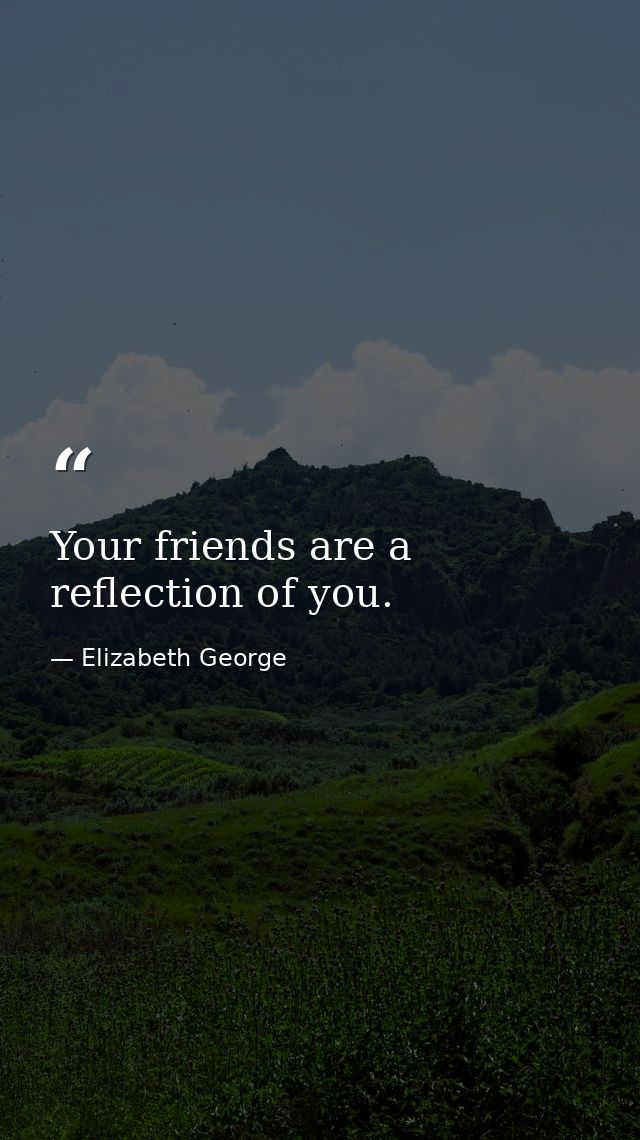 Your friends are a reflection of you. — Elizabeth George