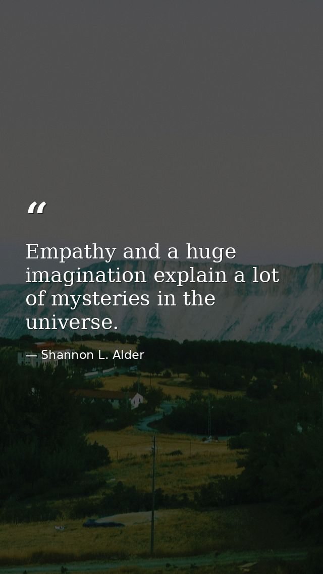 Empathy and a huge imagination explain a lot of mysteries in the universe. — Shannon L. Alder