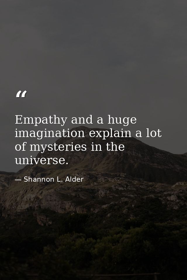 Empathy and a huge imagination explain a lot of mysteries in the universe. — Shannon L. Alder