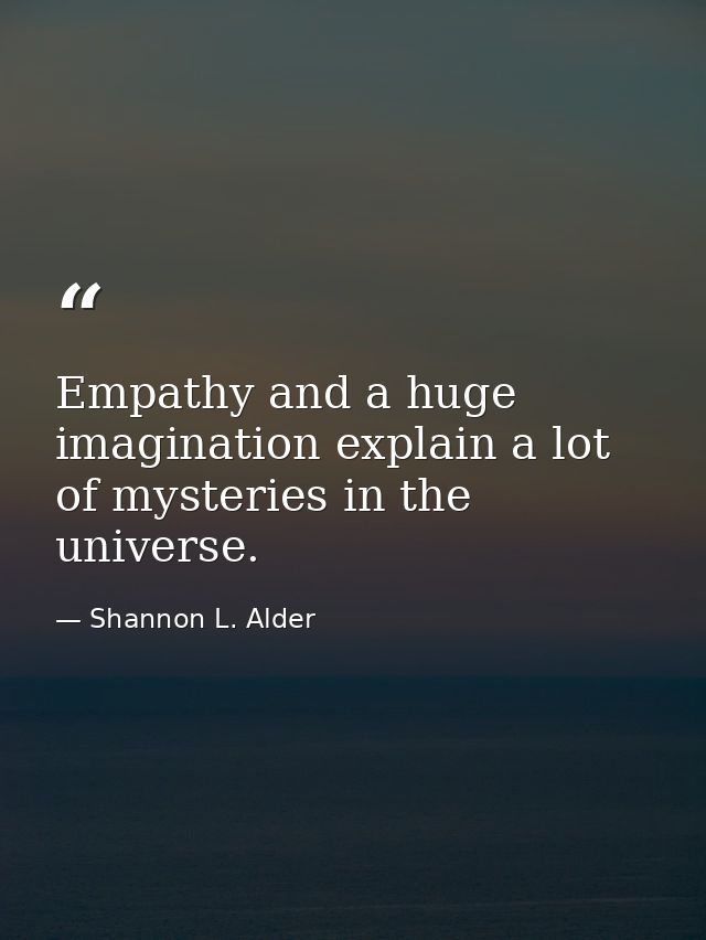 Empathy and a huge imagination explain a lot of mysteries in the universe. — Shannon L. Alder