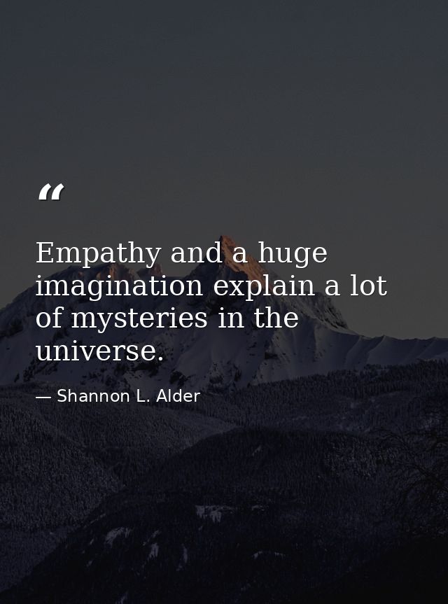 Empathy and a huge imagination explain a lot of mysteries in the universe. — Shannon L. Alder