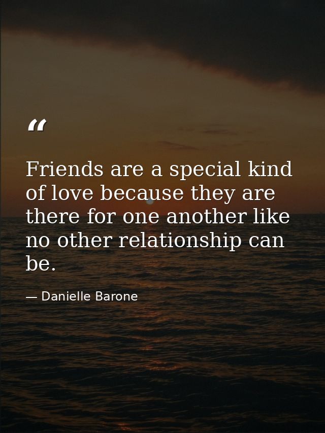 Friends are a special kind of love because they are there for one another like no other relationship can be. — Danielle Barone