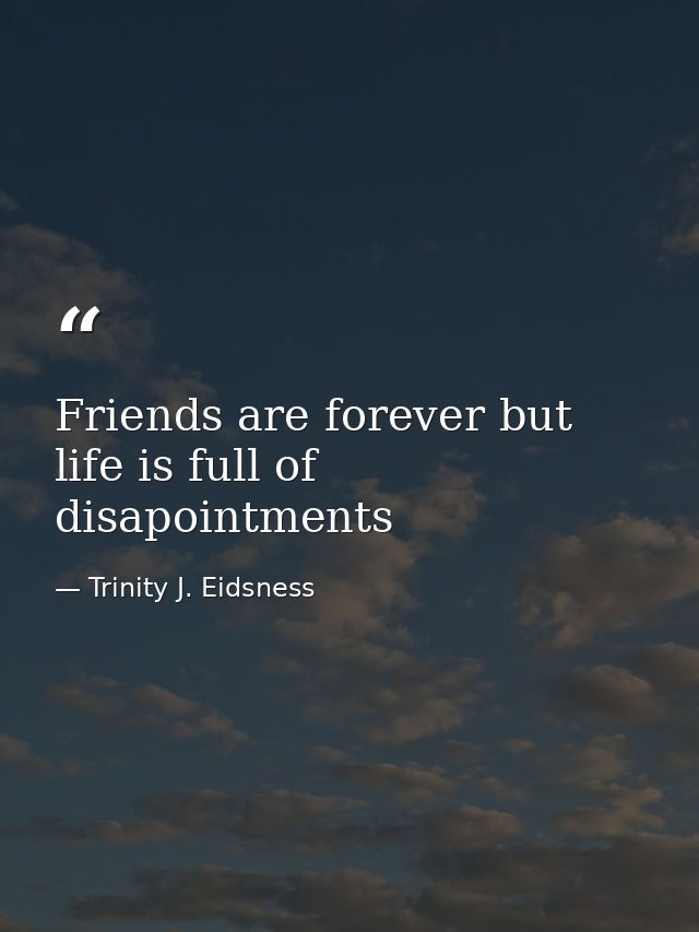Friends are forever but life is full of disapointments — Trinity J. Eidsness
