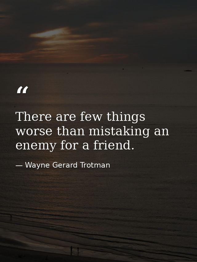 There are few things worse than mistaking an enemy for a friend. — Wayne Gerard Trotman