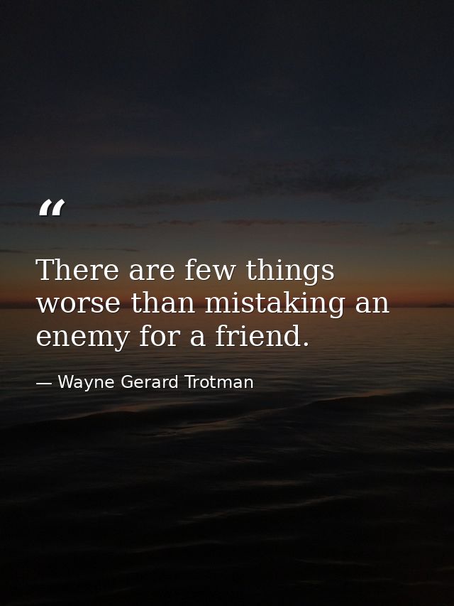 There are few things worse than mistaking an enemy for a friend. — Wayne Gerard Trotman