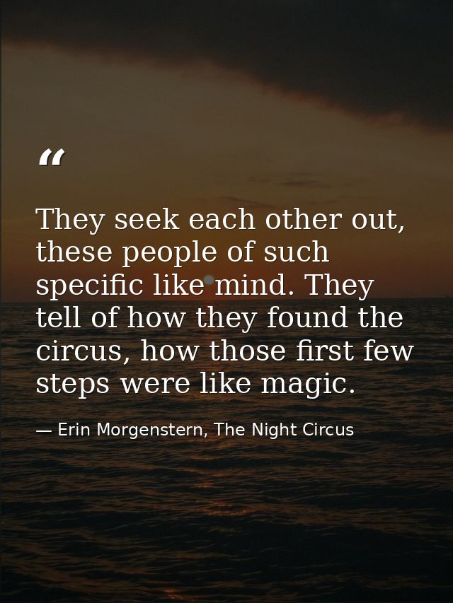 They seek each other out, these people of such specific like mind. They tell of how they found the circus, how those fir — Erin Morgenstern, The Night Circus