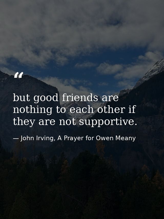 but good friends are nothing to each other if they are not supportive. — John Irving, A Prayer for Owen Meany