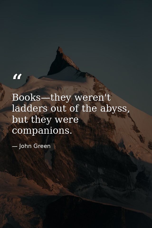 Books—they weren't ladders out of the abyss, but they were companions. — John Green