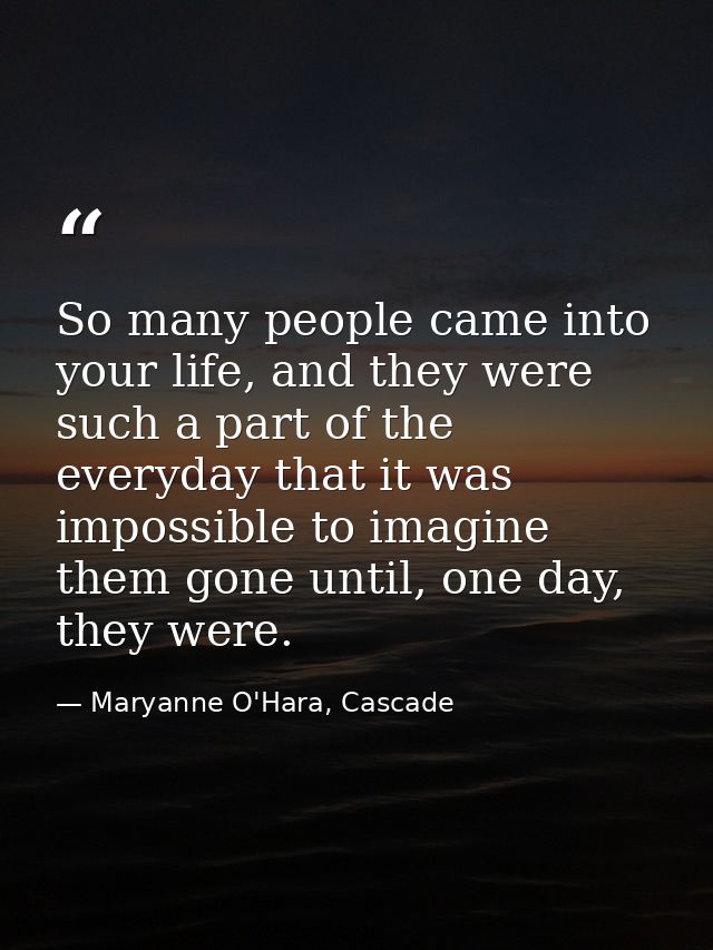 So many people came into your life, and they were such a part of the everyday that it was impossible to imagine them gon — Maryanne O'Hara, Cascade