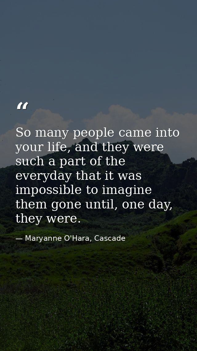 So many people came into your life, and they were such a part of the everyday that it was impossible to imagine them gon — Maryanne O'Hara, Cascade