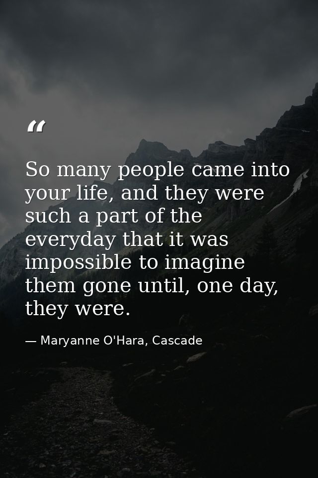 So many people came into your life, and they were such a part of the everyday that it was impossible to imagine them gon — Maryanne O'Hara, Cascade