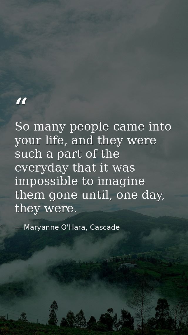 So many people came into your life, and they were such a part of the everyday that it was impossible to imagine them gon — Maryanne O'Hara, Cascade