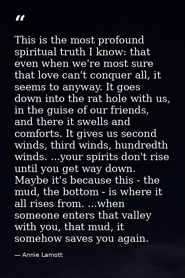 This is the most profound spiritual truth I know: that even when we're most sure that love can't conquer all, it seems t — Annie Lamott