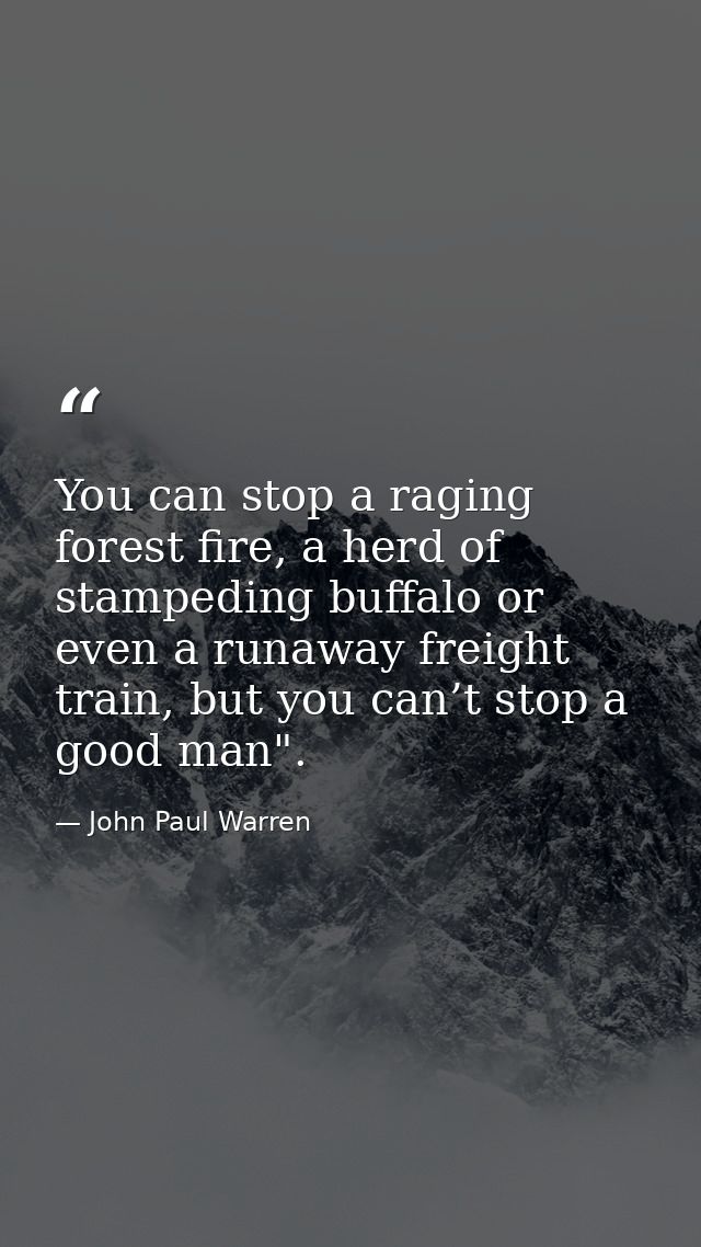 You can stop a raging forest fire, a herd of stampeding buffalo or even a runaway freight train, but you can’t stop a go — John Paul Warren