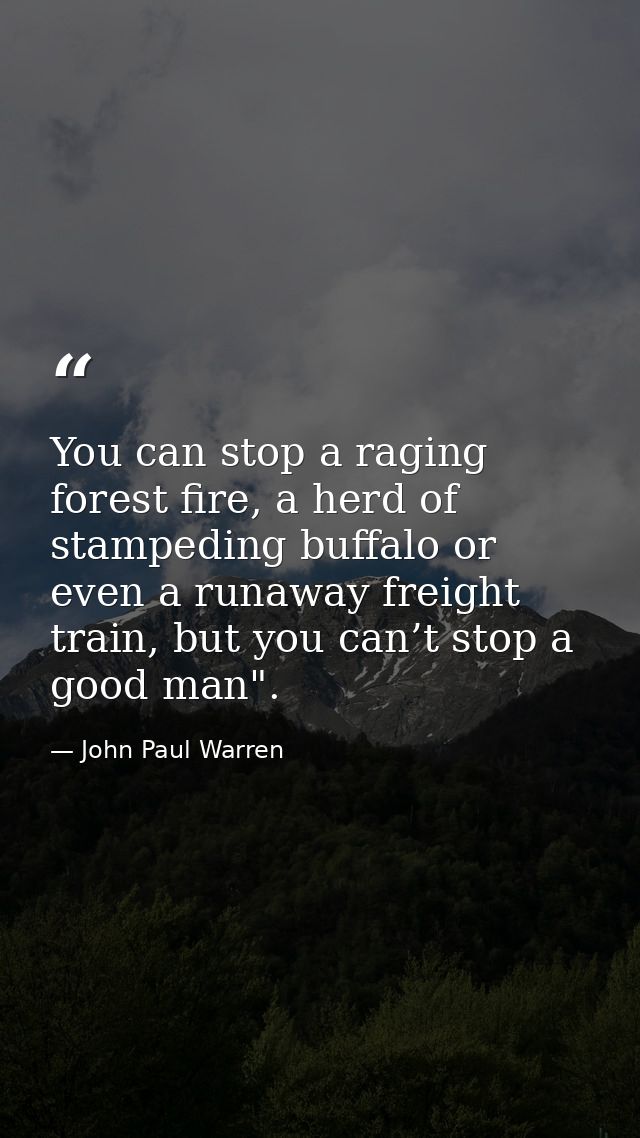 You can stop a raging forest fire, a herd of stampeding buffalo or even a runaway freight train, but you can’t stop a go — John Paul Warren