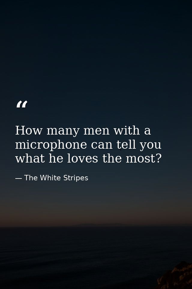 How many men with a microphone can tell you what he loves the most? — The White Stripes