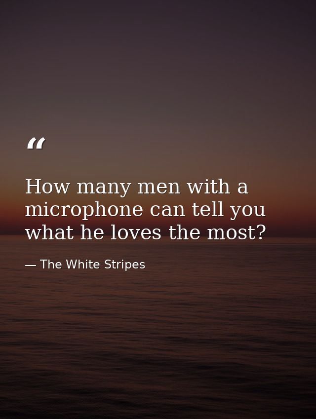 How many men with a microphone can tell you what he loves the most? — The White Stripes
