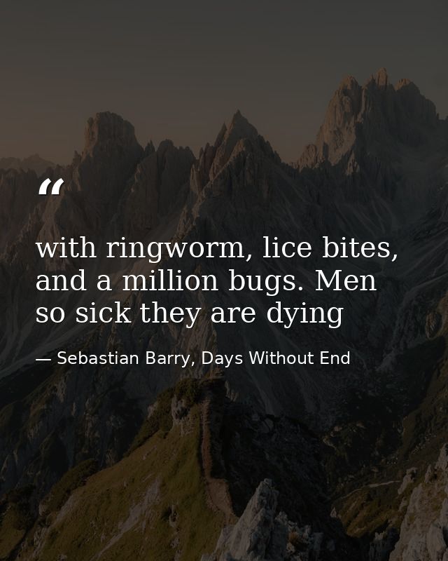 with ringworm, lice bites, and a million bugs. Men so sick they are dying — Sebastian Barry, Days Without End