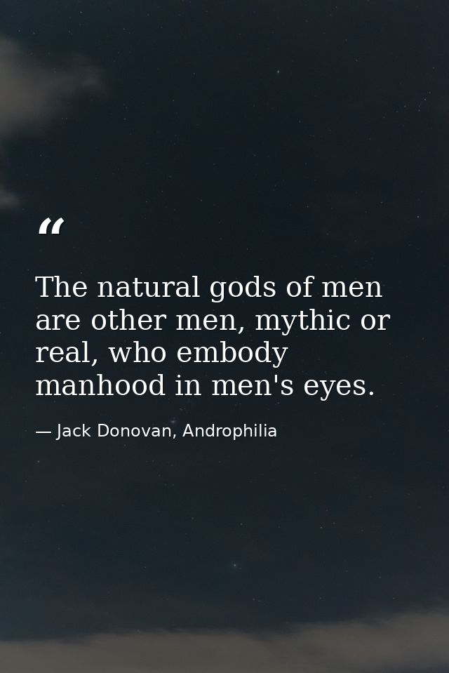 The natural gods of men are other men, mythic or real, who embody manhood in men's eyes. — Jack Donovan, Androphilia