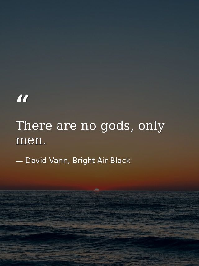 There are no gods, only men. — David Vann, Bright Air Black