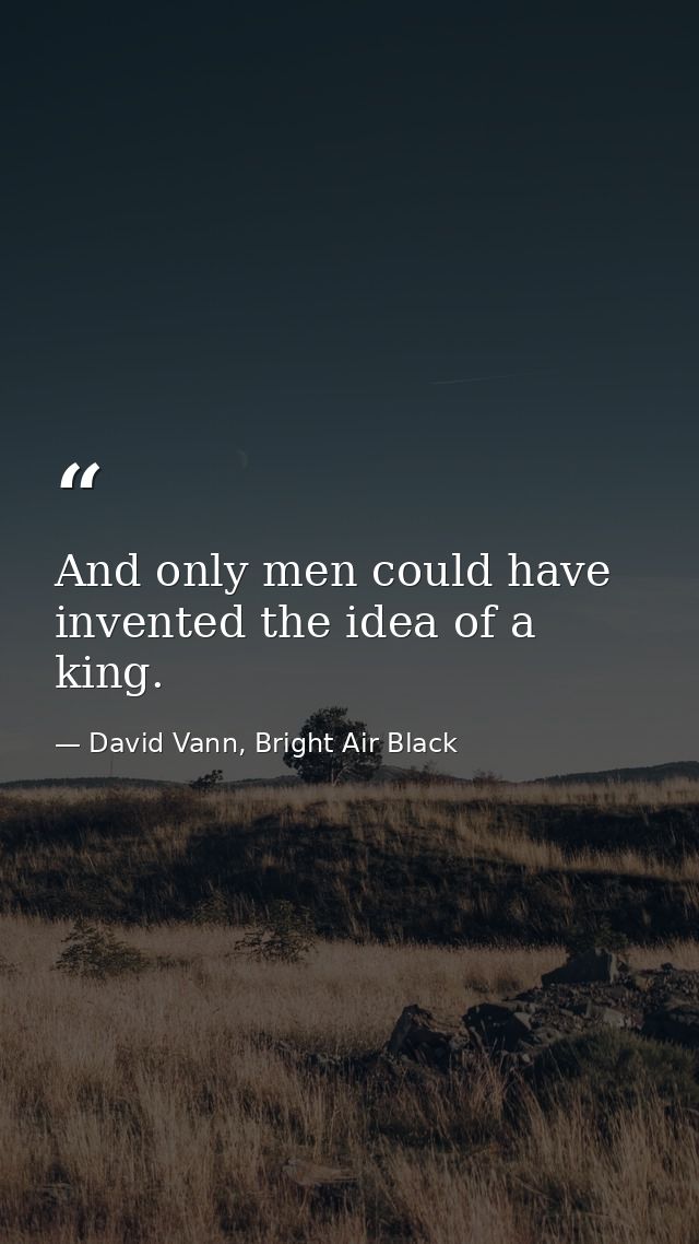 And only men could have invented the idea of a king. — David Vann, Bright Air Black