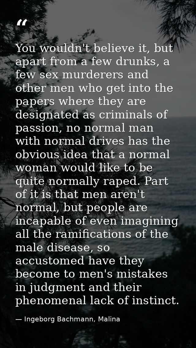 You wouldn't believe it, but apart from a few drunks, a few sex murderers and other men who get into the papers where th — Ingeborg Bachmann, Malina