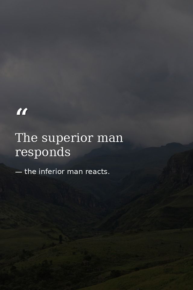 The superior man responds — the inferior man reacts.