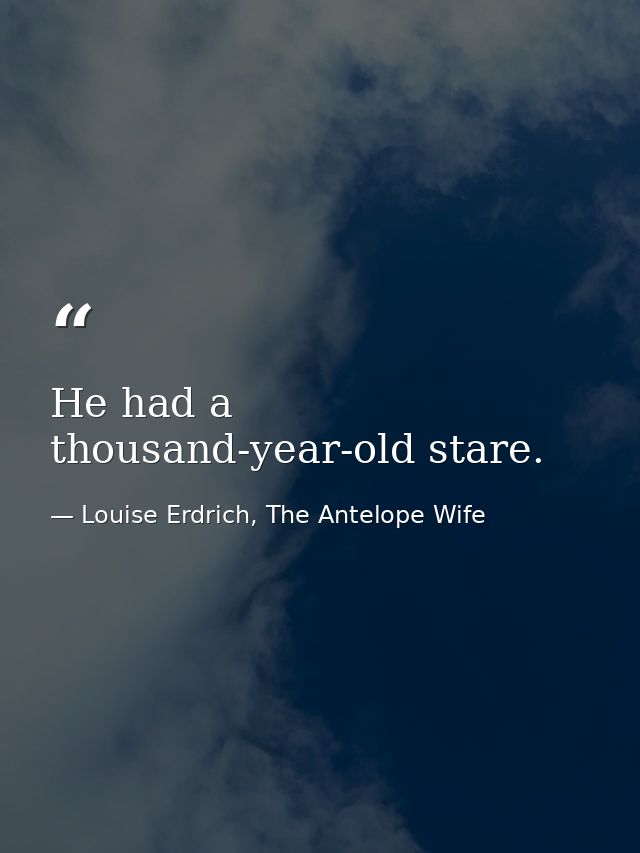 He had a thousand-year-old stare. — Louise Erdrich, The Antelope Wife