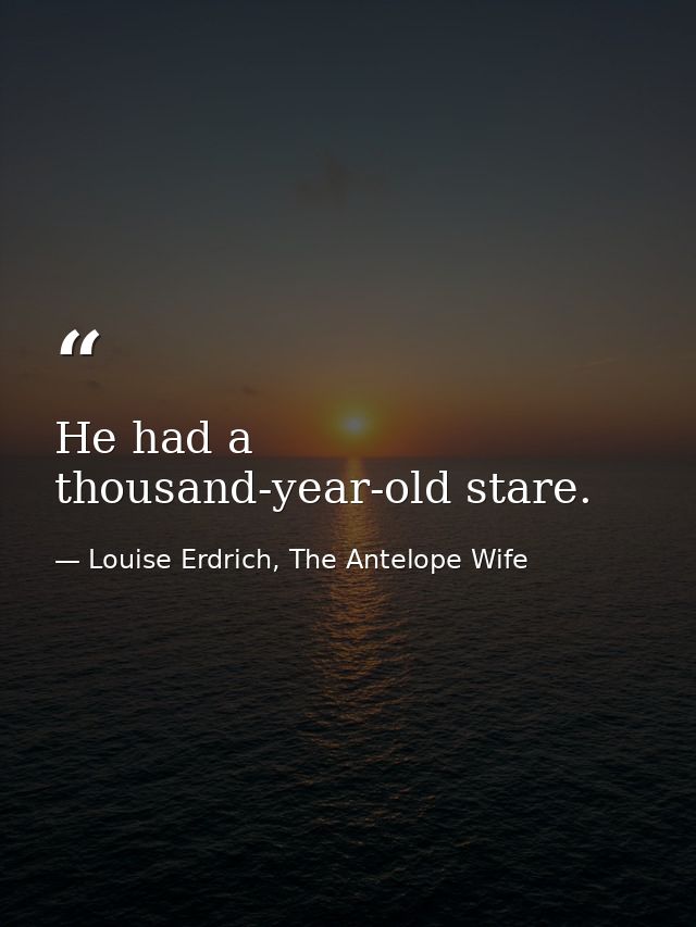 He had a thousand-year-old stare. — Louise Erdrich, The Antelope Wife