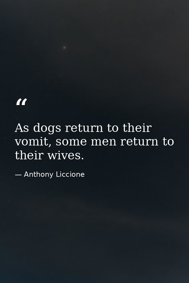 As dogs return to their vomit, some men return to their wives. — Anthony Liccione