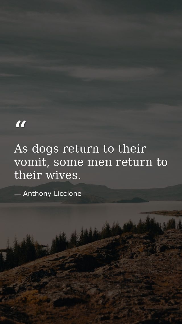 As dogs return to their vomit, some men return to their wives. — Anthony Liccione