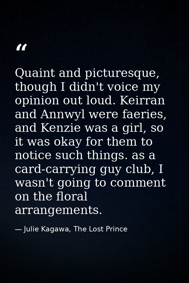 Quaint and picturesque, though I didn't voice my opinion out loud. Keirran and Annwyl were faeries, and Kenzie was a gir — Julie Kagawa, The Lost Prince