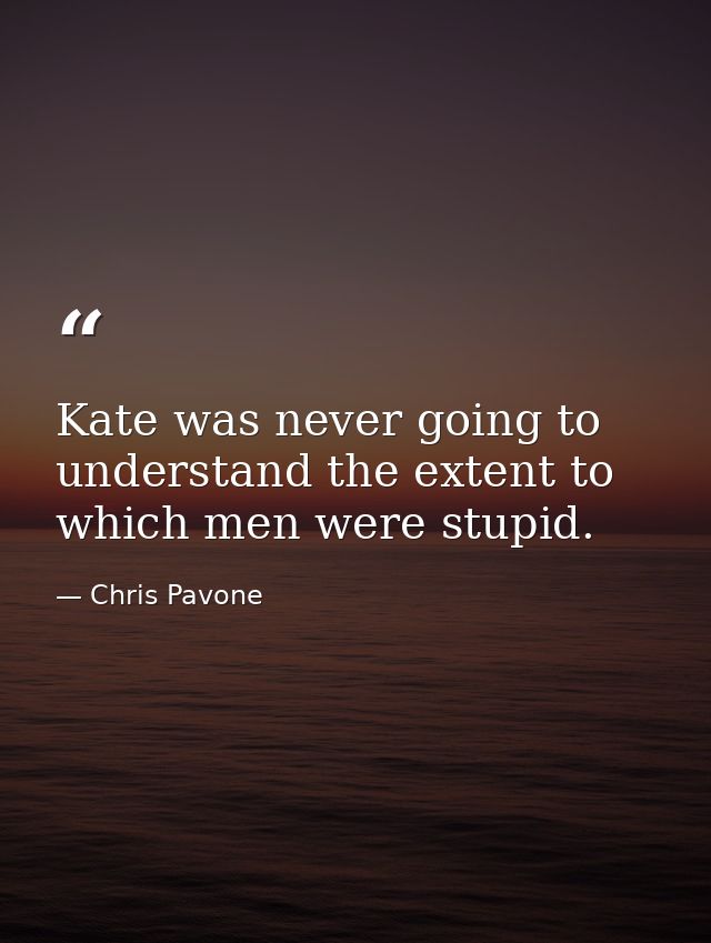 Kate was never going to understand the extent to which men were stupid. — Chris Pavone