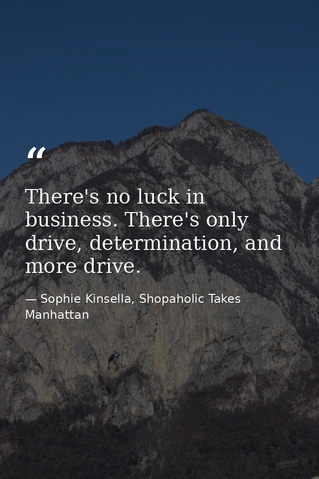 There's no luck in business. There's only drive, determination, and more drive. — Sophie Kinsella, Shopaholic Takes Manhattan