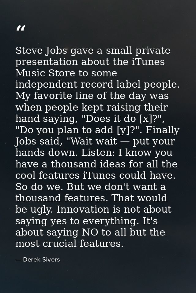 Steve Jobs gave a small private presentation about the iTunes Music Store to some independent record label people. My fa — Derek Sivers