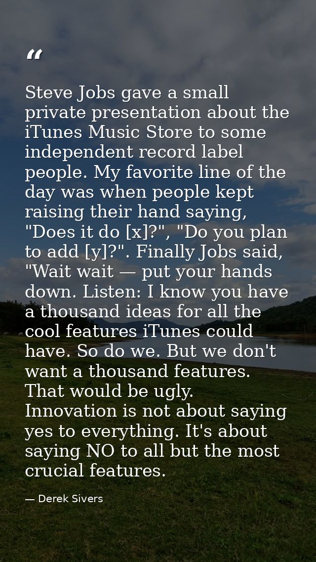 Steve Jobs gave a small private presentation about the iTunes Music Store to some independent record label people. My fa — Derek Sivers