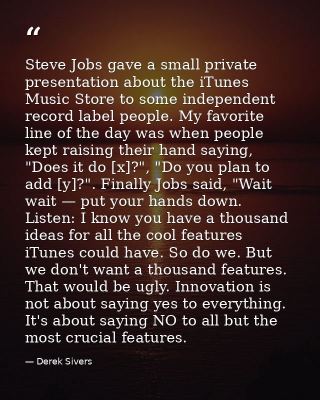 Steve Jobs gave a small private presentation about the iTunes Music Store to some independent record label people. My fa — Derek Sivers