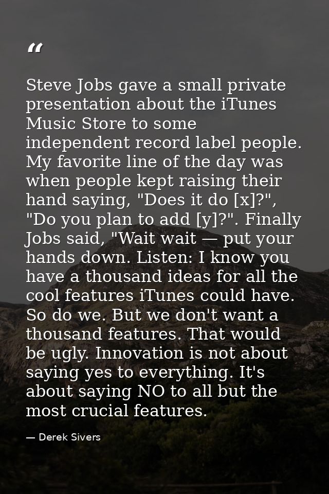 Steve Jobs gave a small private presentation about the iTunes Music Store to some independent record label people. My fa — Derek Sivers